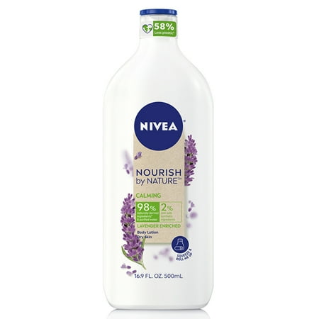 NIVEA Nourish by Nature Lavender Enriched Calming Body Lotion, 48Hr Moisturizer, 16.9 fl oz