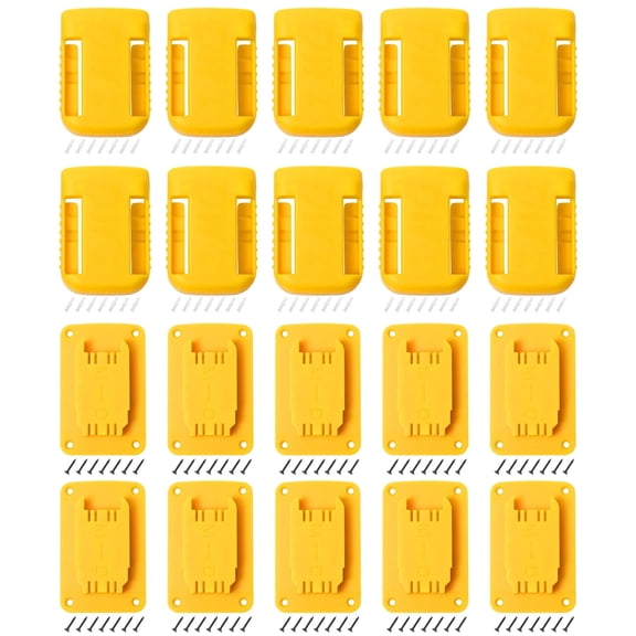 Tool Holders and Battery Mounts Compatible with Dewalt 20V and Milwaukee Tools, Heavy-Duty ABS Wall Organizer Rack with Screws, Drill and Battery Holder Mount for Garage, Workshop, Job Site (20 Pack)