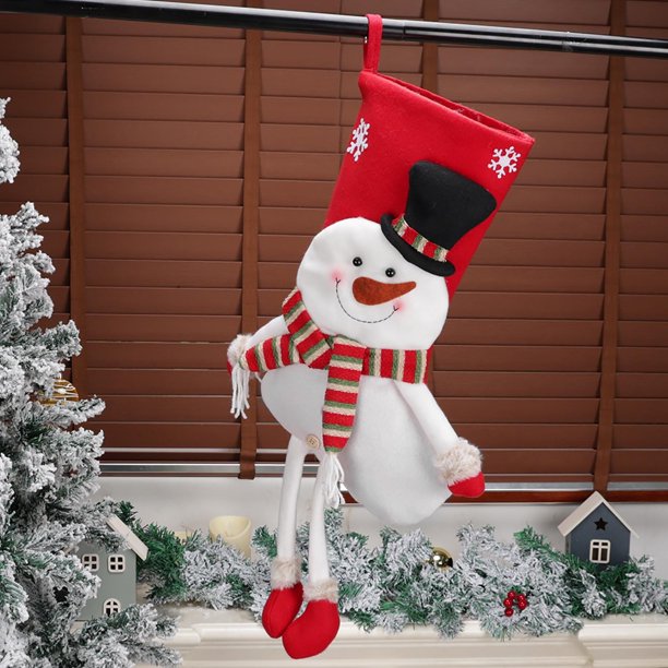 Calcetines Decorativos Navideños Hot6sl de Papá Noel y Muñeco de Nieve Grandes