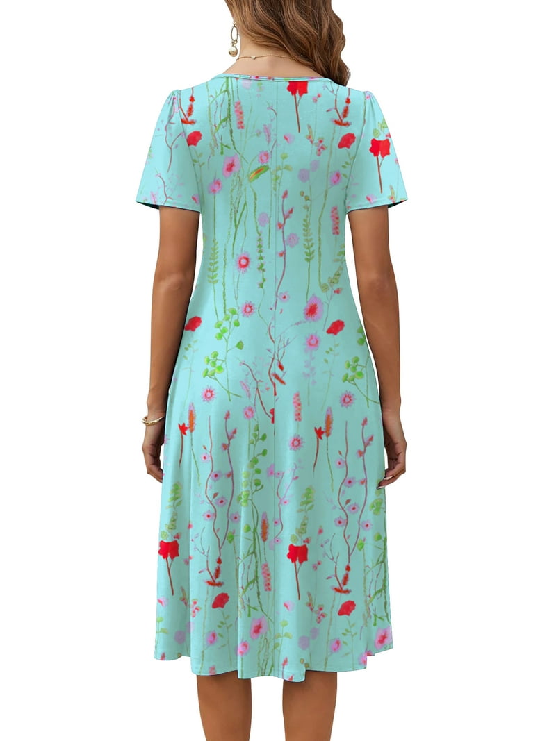 flowy floral dress midi The Smocked Ruffle Tank Midi Dress – The Standard Stitch main image 0