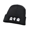 thumbnail image 4 of GILIGEGE Men Women Solid Color Ghost Embroidery Knit Beanie Hat,Cute Funny Spooky Goth Winter Skull Cap,Stylish Halloween Cuffed Beanie,Warm Soft Knitted Hat for Daily Holiday Wear Black, 4 of 4