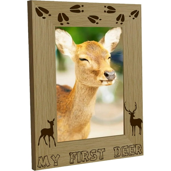 My First Deer Picture Frame Hunting Wood Photo Frames Engraved Display Paws Print Wooden Tabletop Postcard Frame