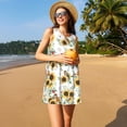 thumbnail image 3 of Fotbe Sunflowers Leaves And Birds Vestido de Verano sin Mangas para Mujer – Vestido Midi Línea A, Estilo Camiseta Floral, Vestido Playero Casual y Fluido, 3 of 7