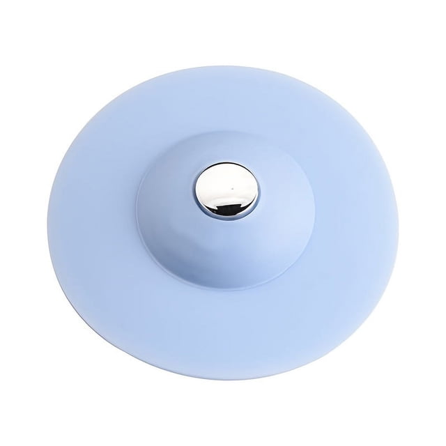 1pc Push-type Silicone Floor Drain, Silicone Universal Sink Stopper, Prevent Clogging, Bathroom Drain Hair Catcher, Press Water Trap Cover For Tub, Kitchen, Laundry, Gray