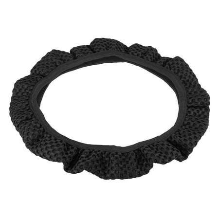 Universal Car Black 15" Breathable Steering Wheel Cover Elastic Stretch Mesh Cloth Cover