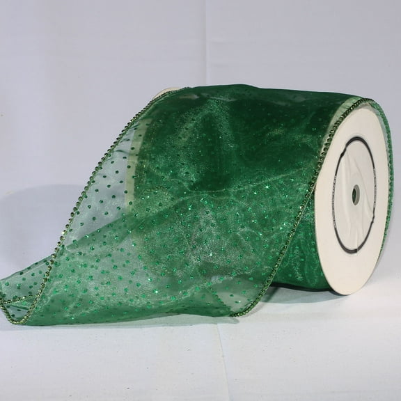 The Ribbon People Shimmering Green Semi Sheer Brooklyn Wired Craft Ribbon 6" x 20 Yards