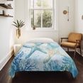 thumbnail image 4 of Teal Blue Coastal Tapestry for Bedroom Wall Hanging Tapestry, Summer Ocean Starfish Coral Ceiling Backdrop Tapestries Poster Blanket Wall Decor for Teens Room Living Room Dorm 39" x 59", 4 of 8