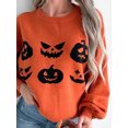 thumbnail image 2 of SUNSIOM Chandails d'Halloween d'Automne pour Femmes Imprimé Visage de Citrouille Fantôme Manches Longues Col Rond Tricot, 2 of 6