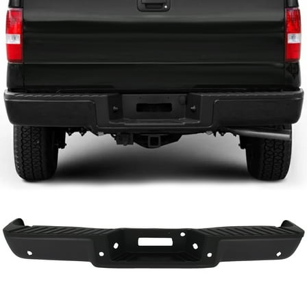 ECCPP Rear Step Bumper Black Compatible for 2004-2006 for Ford F-150 Steel Rear Bumper With License Plate Lights