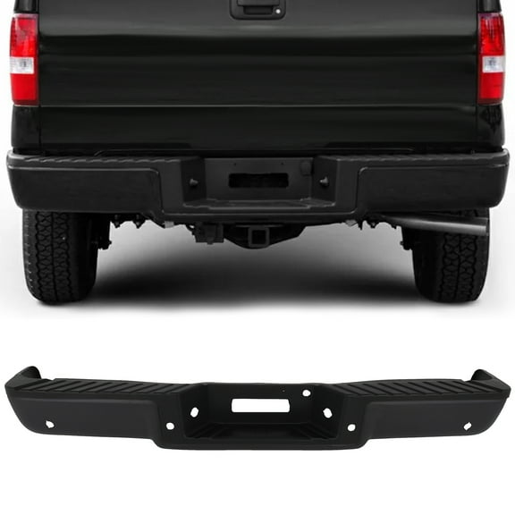 ECCPP Rear Step Bumper Black Compatible for 2004-2006 for Ford F-150 Steel Rear Bumper With License Plate Lights