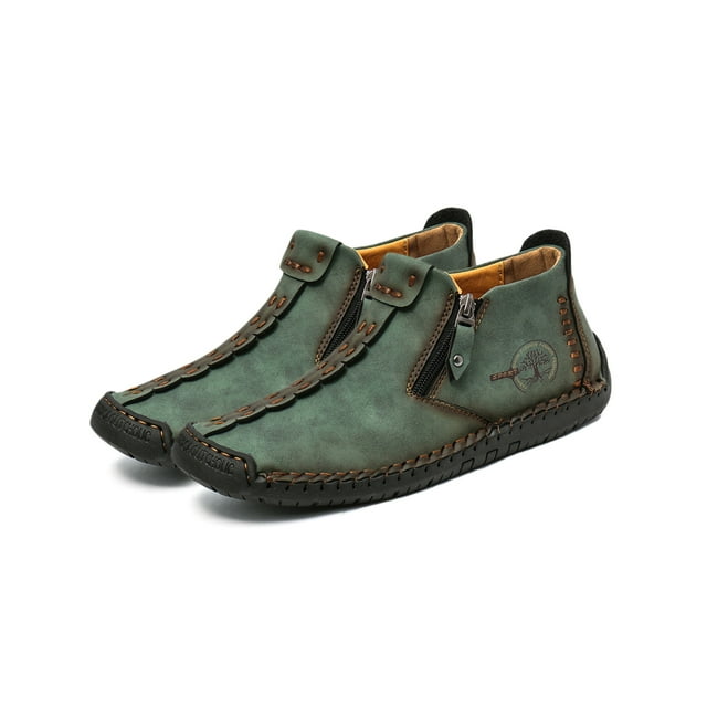 UKAP Men Booties Comfort Ankle Boot Non-Slip Casual Shoes Work Flats Non Slip Loafers Dark Green US 11.5