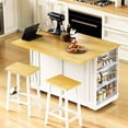 thumbnail image 4 of 48inch Large Kitchen Island With 2 Bar Stools, Power Outlet, Door Internal Storage Rack, Kitchen Storage Cart On 5 Wheels With Drop Leaf, 5 Open Side Racks, 2 Drawers,for Kitchen,Dining Room,White, 4 of 24