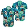 thumbnail image 2 of Camisa de manga corta con botones para hombre, informal, de verano, con estampado 3D, divertida, de gato y animal, estilo hawaiano, para playa, regalos de cumpleaños, 2 of 5