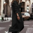 thumbnail image 4 of WCMZJ Women's Single Breasted Long Trench Coat Collar Lapel Overcoat Windproof Classic Outerwear with Pockets Black L, 4 of 7