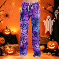 thumbnail image 2 of Domzest Halloween Pajama Pants Women Halloween Graphic Wide Leg Pj Bottoms Drawstring Elastic Waisted Funny Sleepwear Yellow S, 2 of 6