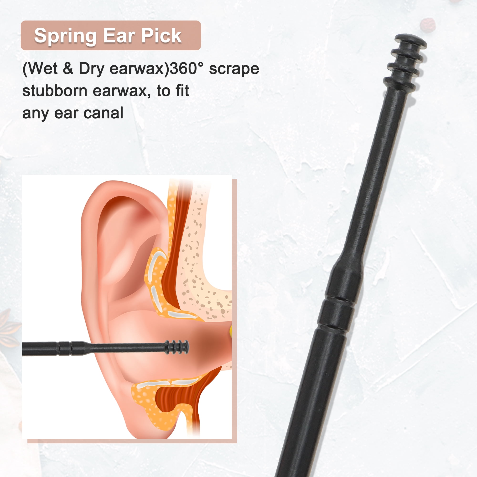 Unique Bargains Safe and Effective Ear Cleaner Ears Wax Removal Kit Tool 10 Pcs Black