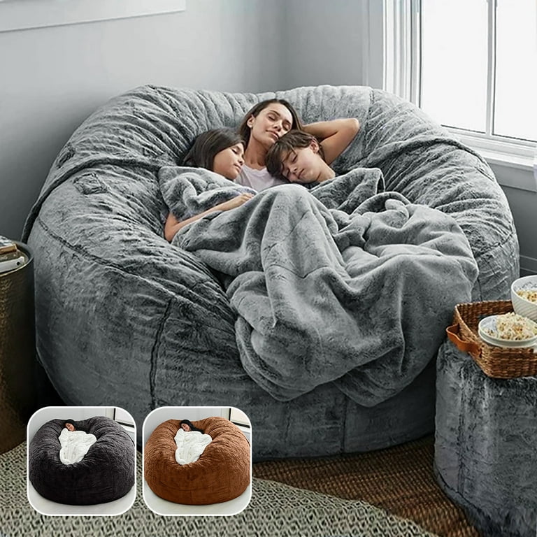 6ft Big Bean Bag Cover Comfy Bean Bag Fluffy Lazy Sofa Giant Without Beans  White
