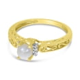 thumbnail image 3 of 10k Yellow Gold Freshwater Cultured Pearl And Diamond Ring, 3 of 8