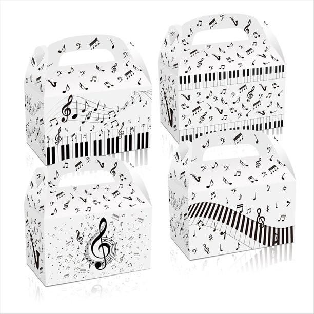 12 Cajas Dulces con Temática Notas Musicales para Fiestas Música Piano, Decoraciones para Fiestas Cumpleaños Niños y Niñas, Regalos Recuerdo para Baby Shower para Niños