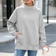 thumbnail image 4 of Sweatshirts for Women Cozy Mock Neck Pullover Top Drop Shoulder Long Sleeve Sweatshirt with Front Pocket Relaxed Fit Winter Warm Clothing, 4 of 9