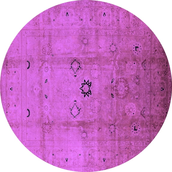 Ahgly Company Indoor Round Oriental Purple Industrial Area Rugs, 8' Round