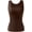 Brown, variant on Women's U Neck Thermal Tank Top with Built-in Bra - Seamless Sleeveless Warm Vest, High Elasticity Slim-Fitting Base Layer for Women