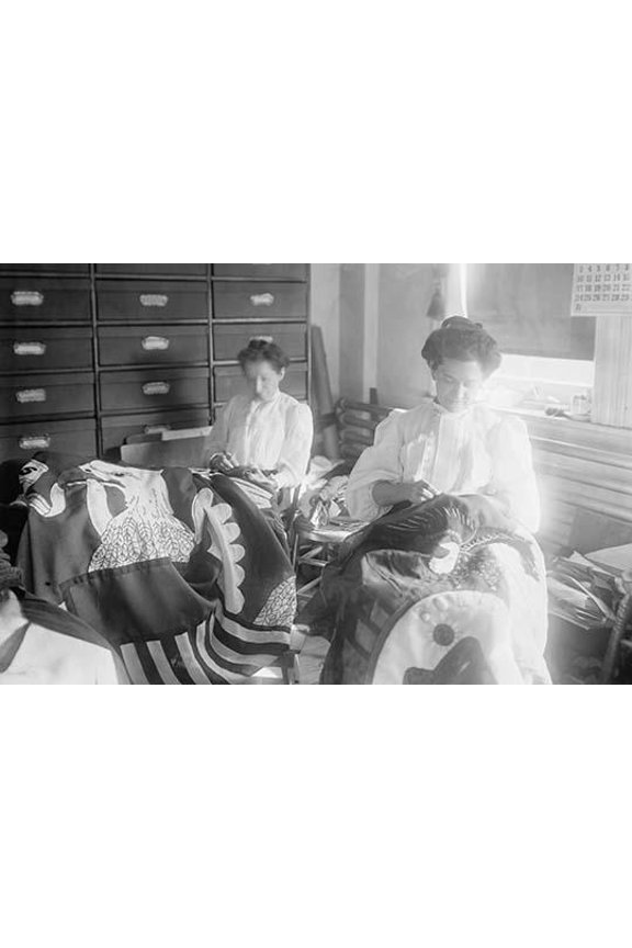 Seamstresses at the Brooklyn Navy Yard Sew Large Flags with Eagles-Fine art canvas print (20" x 30")