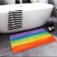 thumbnail image 3 of Britimes Bath Mats for Bathroom, Bathroom Mats Rugs No Silp, Colorful Stripe Rainbow Washable Cover Floor Rug Carpets Floor Mat Bathroom Decorations 16x24 Inches for Kitchen Bedroom Indoor, 3 of 3