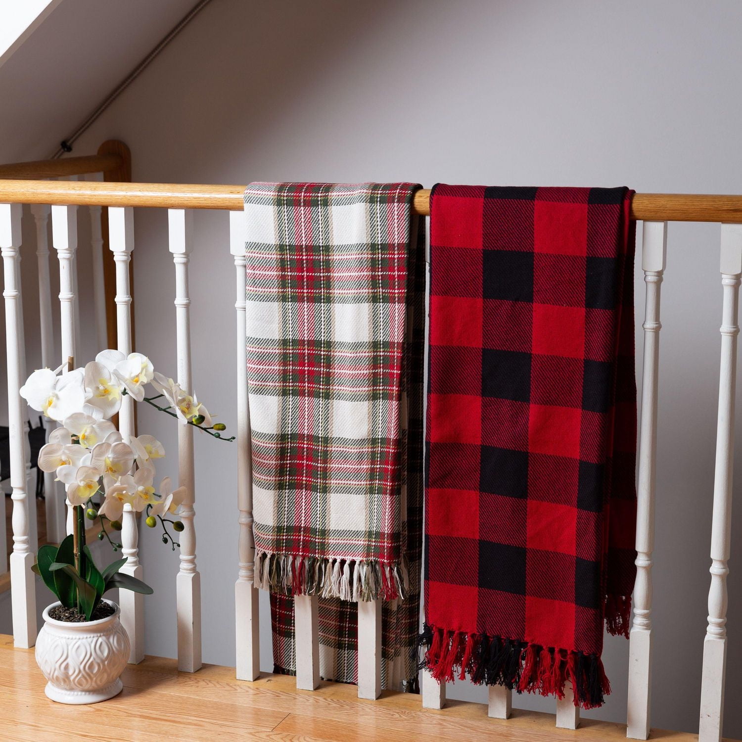 Fabstyles Celebration Plaid Throw Blanket, 100% Cotton