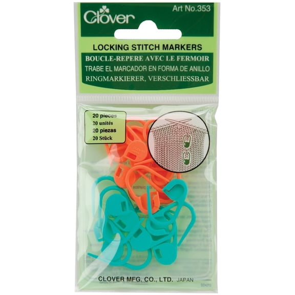 Clover Locking Stitch Marker for Adults and Professionals, 20-Pack