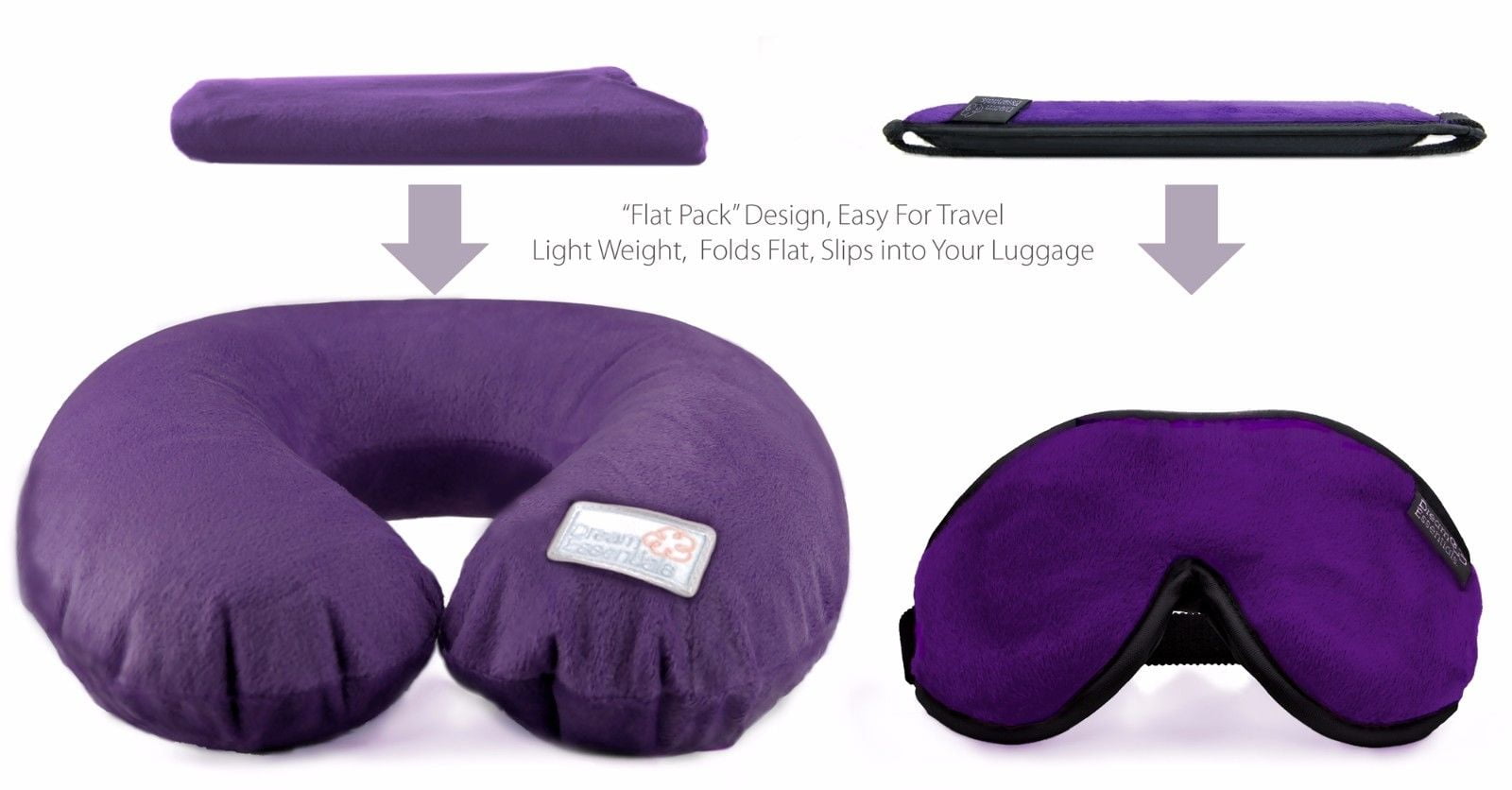 Dream Essentials Travel Flat Pack Neck Pillow Plus Escape Sleep Mask