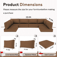 thumbnail image 6 of YLLN 14-Piece Outdoor Sectional Cushions, 4" Thick Patio Replacement Set, Waterproof with Zipper, Washable Seat Cushion for 6-Seat Wicker Rattan Conversation Sets, Brown, 6 of 7