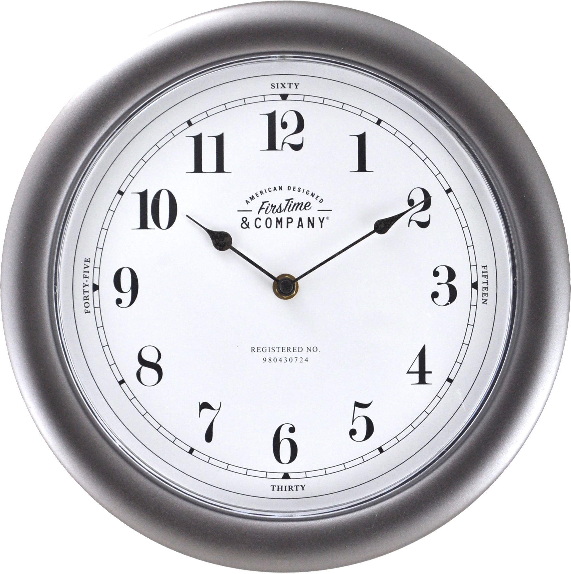 FirsTime & Co.® Nickel Homestyle Wall Clock, Modern, Analog, 12 x 2 x 12 in