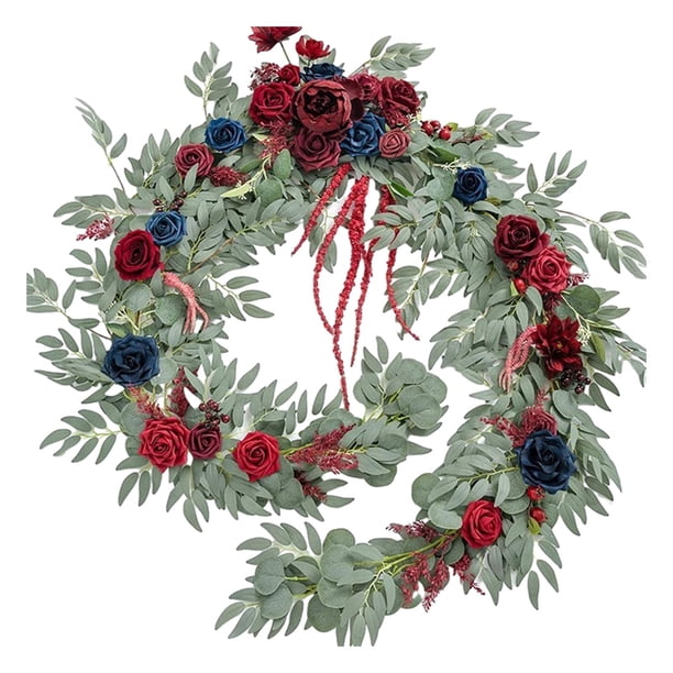 Guirnalda de eucalipto Artificial, Floral, planta colgante de pared, simulación de 180cm para boda, arco, jardín, decoración de fiesta en rojo