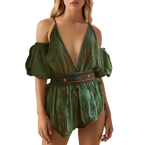 Traje de falda vintage para mujer: vestido sin mangas con cuello en V y estampado floral, con volantes en el bajo, ideal para la playa y las fiestas.