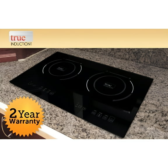 True Induction TI-2B Built-in UL858 Certified, 23-inch Dual Induction Cooktop 1750W Glass-Ceramic Top