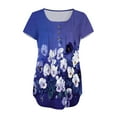 thumbnail image 5 of OKBOP Womens Tops ,Fashion V- Neck Floral Printed Tunic Buttons Short Sleeve T-shirt,Summer Beach New Arrivals Trendy Tops for Women, 5 of 6