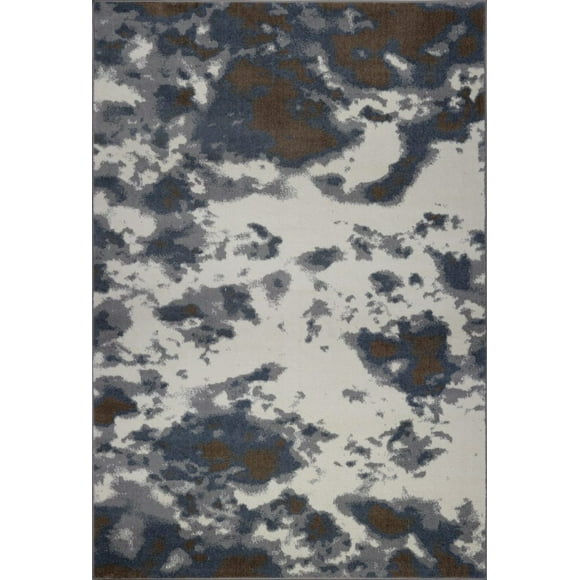 Ladole Rugs Brampton Super Soft Micro Polyester Area Rug Carpet in Grey-Ivory (5'3" x 7'6", 160cm x 230cm)