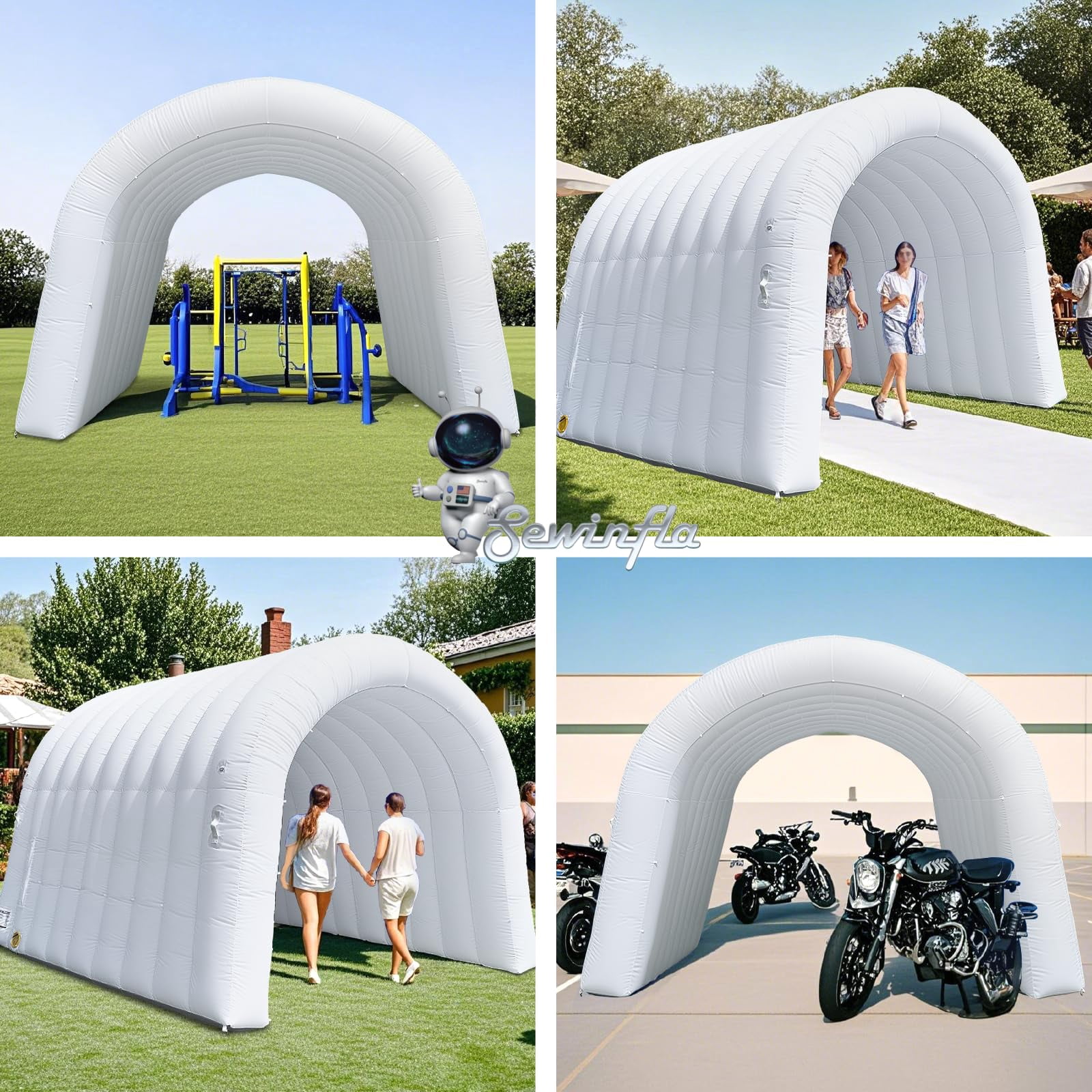 Inflatable Tunnel Sports Entrance with Internal Blower, 10x10x9ft Inflatable Tunnel Tent for Business Advertising Event Exhibition Promotion,Street,Shop,Supermarket,School White