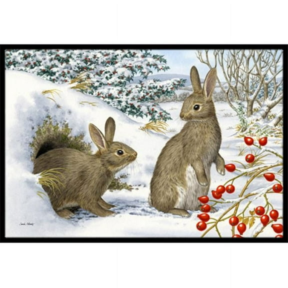Winter Rabbits Indoor or Outdoor Mat, 24 x 36