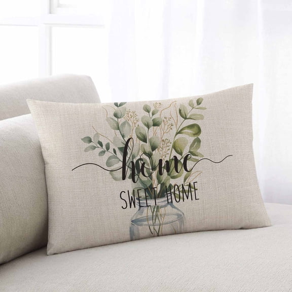 Spring Eucalyptus Leaves Queen Size Pillow Cover, Pillowcase Protectors with Zipper, Breathable Decorative Throw Pillow Case Cover, Farmhouse Vintage Botanical Pillow Shams for Couch Sofa 20x30Inch