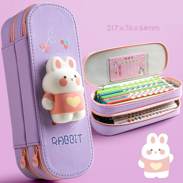 Sanrio Estuche para lápices Kawaii Hello Kitty Cinnamoroll Melody PU Lápices de gran capacidad Estuche Estuche para bolígrafos Útiles escolares Papelería hola suerte unisex
