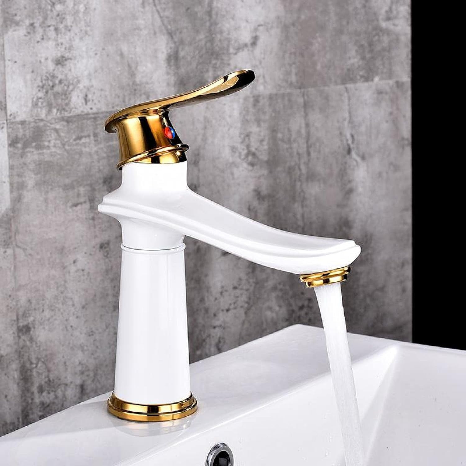 Vintage Sink Faucet Bathroom, Brass Bathroom Faucet, Sink Faucet Hot and Cold Mix Tap, Single Handle Bathroom Sink Faucet, White Gold, High