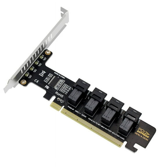 NGFF PCI-E 16X to 4 Ports U.2 NVME Split Expansion Card SFF-8639/8643 PCIE SSD Adapter for Mainboard