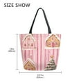 thumbnail image 5 of FORMRS Womens Canvas Tote Bag with Zipper Inner Pocket Shoulder Handbag, Gingerbread Houses, 5 of 7