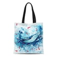 thumbnail image 1 of JSDART Sac Fourre-Tout en Toile Baleine Aquarelle Bleue Croquis Aqua Rouge Abstrait Réutilisable Épaule Courses Sac à Main, 1 of 1