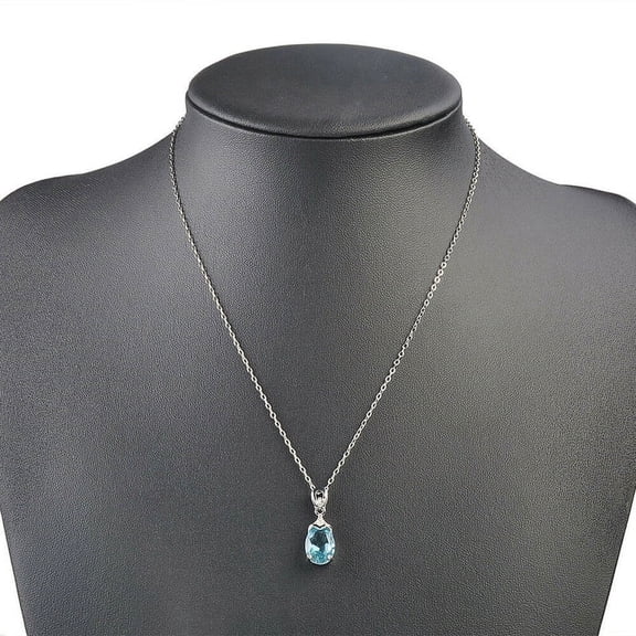 Ruanlalo Glitter Water Drop Rhinestone Pendant Chain Necklace Women Banquet Jewelry Gift Blue