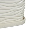 thumbnail image 4 of DecMode 7",6",5"H Wavy Ribbed White Ceramic Planter with Attached Saucer (3 Count), 4 of 9