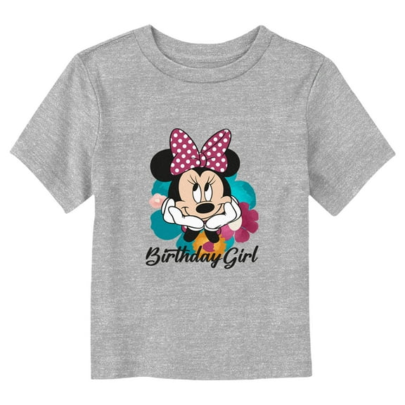 Toddler's Minnie Mouse Birthday Girl Minnie  Graphic Tee Athletic Heather 4T