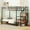 Balck, variant on Euroco Metal Twin over Twin Bunk Bed for Kids Teens Adults, Space-Saving with Staircase and Wardrobe, White